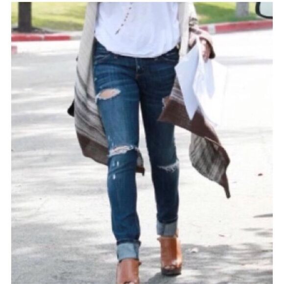 Current Elliott The Skinny Distressed Paint Splattered Jeans sz 27 EUC - Picture 4 of 14